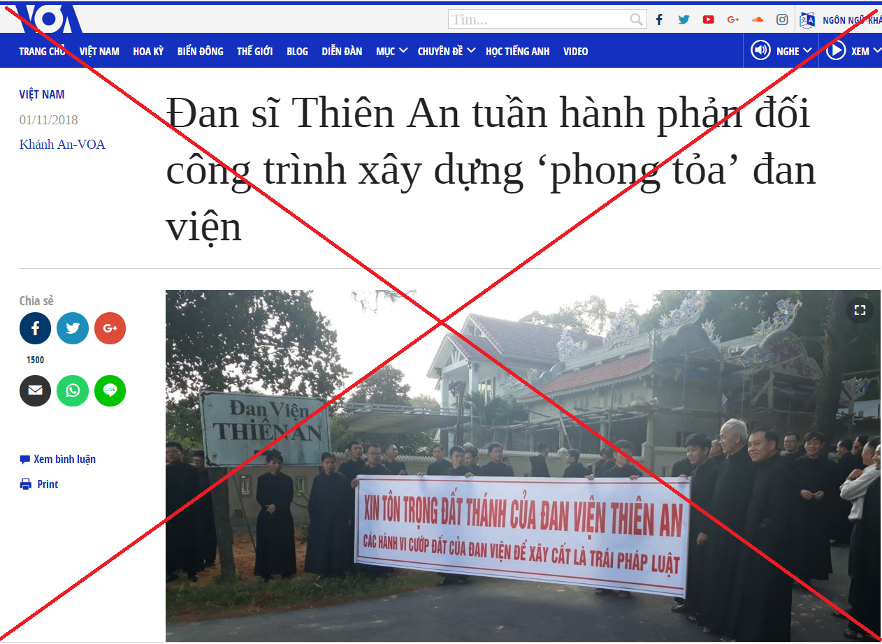  ĐAN VIỆN THIÊN AN CẢN TRỞ VIỆC XÂY DỰNG NHÀ DÂN
