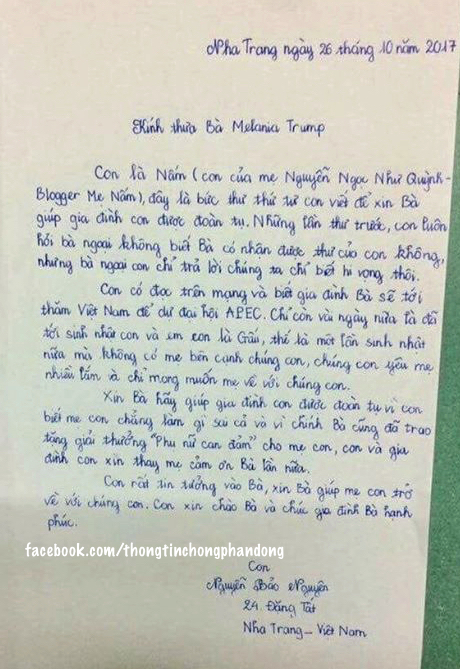 Con “mẹ Nấm” gửi thư cho Phu nhân Tổng thống Mỹ: Xui trẻ ăn cứt gà!